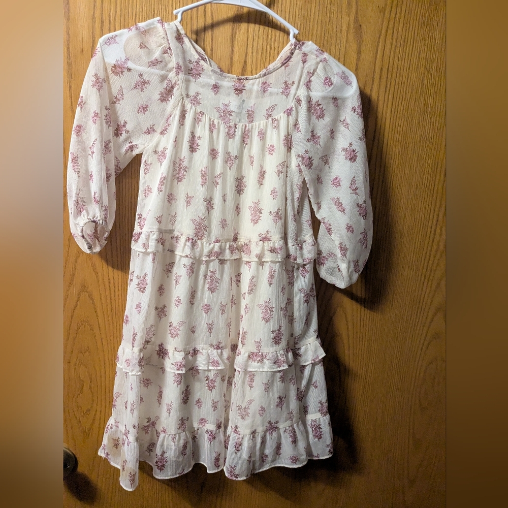 Zara Cream and Pink Floral Kids Dress